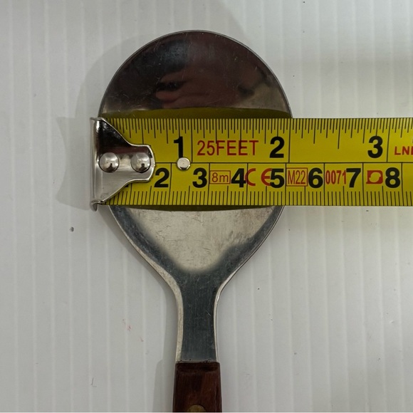 Vintage MCM Wooden Handle Serving Spoon 13” Long Replacement Stainless Steel - Picture 7 of 7